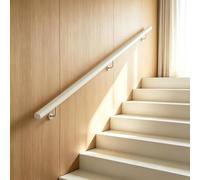 Pasamanos de escalera barandilla moderna montaje en pared interior exterior | Barandilla de barra de agarre metálica blanca, niños, ancianos, escalones, pasillos, porches y áticos(180cm)
