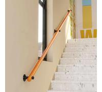 Pasamanos Escalera Madera, Barandilla de escalera antideslizante con soportes, Contra la Pared Kit de Barra de Agarre de Seguridad Para Ancianos y Niños, para Pasillo Villa Loft (Wood, 150cm)