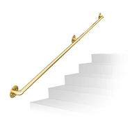 Pasamanos para escaleras moderno kit de pasamanos de escalera dorado | Barandilla de escalera para uso en interiores, pasamanos montado en la pared de hierro forjado (tamaño: 180 cm)