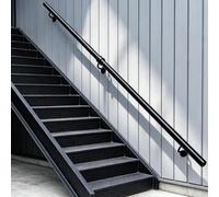 Pasamanos para Exteriores Moderno, 30cm 120cm 150cm 180cm 240cm 340cm 600cm, Riel Escalera montado Pared Hierro Forjado Negro, Barra Agarre de Seguridad, Industrial(500cm)