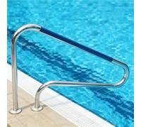 Pasamanos seguridad piscina enterrada exterior, barra acero inox 304 1200x750MM, carga 150kg, tornillos expansión incluidos, sin preencastrar, antioxidante para acceso piscina jardín