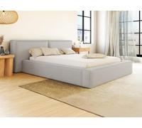 Pascal Morabito ‚Äì Cama 140 x 190 con somier ‚Äì Cama de 140 x 190 cm ‚Äì Tejido ‚Äì Gris Claro + colch√≥n ‚Äì Timano de