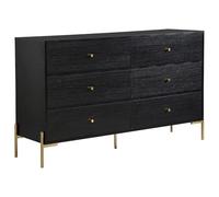 Pascal Morabito-Cómoda 6 cajones - MDF y Metal - Negro y Dorado - MILAVIA