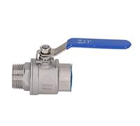 Paso TotalVálvula de bola de acero inoxidable de 1 pulgada con rosca externa，Válvula de bola Npt con mango de aislamiento azul