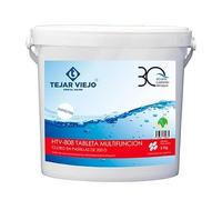 Pastillas de Cloro Multifunción 200 Gramos 10 Acciones para Piscinas. Tratamiento Completo del Agua. Formato de 5 KG - HTV 808 Tableta MULTIFUNCIÓN TEJAR VIEJO