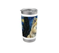 Pastor islandés Van Gogh Noche estrellada Vaso térmico de acero inoxidable de doble pared