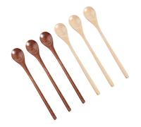 Pasyauer 6 cucharas de madera, de madera con mezcla larga, para sopa, café, té helado para mezclar las vacas y cocinar