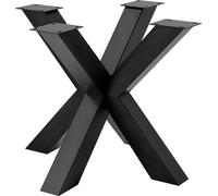 Patas de mesa en forma de estrella, fabricadas en metal con recubrimiento en polvo, con capacidad de hasta 300 kg, y equipadas con protectores para el suelo y tornillos de nivelación