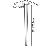 Patas de metal para mesa, tipo "cabecilla de clavo" (3 piezas), para proyectos de bricolaje, ideal para fabricar bancos en casa, 76 centímetros (30 pulgadas)