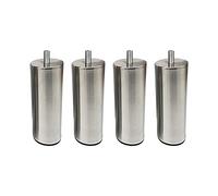 Patas de sofá de metal con varilla roscada M10 - Patas de acero inoxidable cepillado sólido para cama, cocina, baño, armario, mesa con almohadillas antideslizantes, 4 piezas (15.6in / 39,6 cm)