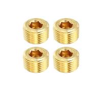 PATIKIL 1/2" NPT Latón Hexagonal Avellanado Tapones, 4 Paquete Contador Hundido Interno Hexagonal Rosca Zócalo Tubería Tapones Macho Montajes para Agua Petróleo Gas Tubería