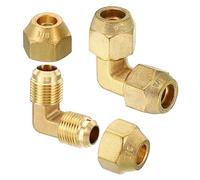 PATIKIL 1/2" x 1/2" Latón Tubo Montaje, 2 Paquete Acampanado 90 Grados Codo Tubo Accesorio Tubería Adaptador Conector con Tuerca para Aire Acondicionado Refrigeración Plomería