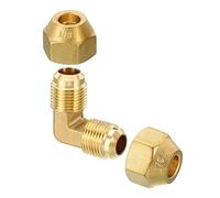 PATIKIL 1/2" x 1/2" Latón Tubo Montaje Acampanado 90 Grados Codo Tubo | Accesorio Tubería Adaptador Conector con Tuerca para Aire Acondicionado Refrigeración Plomería