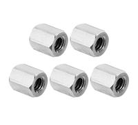PATIKIL 1/4"-20 UNC Tuercas de Acoplamiento Hexagonales de Acero Inoxidable 304, 5 Piezas 0.47" de Longitud Tuercas de Acoplamiento de Varilla Roscada Completa, Tono Plateado