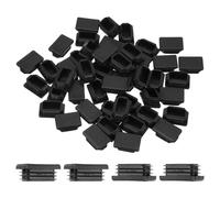 PATIKIL 1.5x1 Pulgadas Tapas Plásticas para Tubos Rectangulares, 50 Pcs Tapón para Agujero Rectangular para Tubos Redondos De Hierro Patas De Silla Mesa Estanterías Muebles, Negro