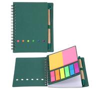 PATIKIL 1 Pack Cuadernos Espiral Con Notas Adhesivas Y Bolígrafo, 4.7x5.8 Cuadernos Pequeños De Bolsillo Con Líneas, 2 Colores De Notas Adhesivas, 6 Colores De Pestañas Para Verde
