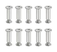 PATIKIL 10 Juego de Tornillos Chicago, Tornillos de Encuadernación M8 x 25mm Conexión Hexagonal Tornillo de Cabeza de Zócalo para Encuadernación de Libros, Cuero DIY, Plateado
