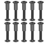 PATIKIL 10 kit Tornillo de Conexión, M6*25mm Postes de Tornillo de Unión Hexagonal Tornillos Chicago de Encuadernación Acero al Carbono Manguito para Muebles Cinturón Armario, Negro