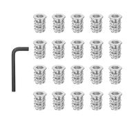 PATIKIL 20 Pcs Tuercas De Inserto Roscado, 1/4-20x0.59 Pulgadas Acero Al Carbón Hexagonal De Enchufe Rosca Para Madre Inserción Métrica Tornillos Fijador Con Llave Para Muebles, Plateado