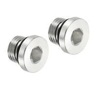 PATIKIL 3/8-24UNF Interna Hexagonal Cabeza Tubería Montaje Tapón, 2 Paquete Macho Rosca 45# Acero Zócalo Tapón con Sellado Anillo para Terminación Tubería Extremos