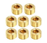 PATIKIL 3/8" NPT Latón Hexagonal Avellanado Tapones, 8 Paquete Contador Hundido Interno Hexagonal Rosca Zócalo Tubería Tapones Macho Montajes para Agua Petróleo Gas Tubería