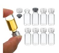 PATIKIL 3ml Muestra Viales, 8 Paquete Laboratorio Vacíos Viales con Butilo Goma Tapón y Engarzado Superior Tapas Borosilicato Vidrio Vial, Transparente