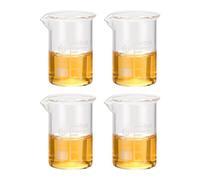 PATIKIL 5ml Vaso De Vidrio Bajo, 4Pcs Vasos De Vidrio De Borosilicato 3.3 Taza De Medición Graduada Con Pico Para Experimentos De Laboratorio, Cocina Y Repostería, Transparente