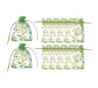 PATIKIL Bolsas De Organza 50 Pcs 7 X 9 Cm Fundas De Dulces De Malla con Cordón Bolsas De Regalo De Joyería De Rosas Doradas para Boda Navidad Fiesta Suministros De Maquillaje Verde Dorado