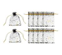 PATIKIL Bolsas De Organza, 50 Pcs 7 X 9cm Bolsa De Malla para Dulces con Cordón Bolsas De Regalo De Joyería Moon Estrella para Boda Navidad Festival Suministros De Maquillaje, Negro Dorado
