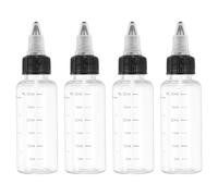 PATIKIL Botellas de plástico exprimibles de 30 ml/1 oz con tapa de rosca negra, 4 unidades Botella dispensadora redonda graduada vacía Botella puntiaguda para líquidos, transparente