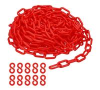 PATIKIL Cadena de Plástico, 32 Pies de Barrera de Seguridad para Control de Multitudes, Eslabones de Cadena de Plástico Rojos de 1/4 de Pulgada (6 mm) para Filas de Espera