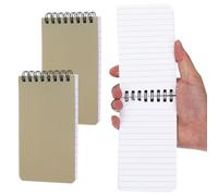 PATIKIL Cuaderno De Bocetos De Bolsillo 3x5, 2 Pcs Cuaderno Espiral Mini Cuaderno Rayado Bloc De Notas 80GSM 60 Hojas/120 Páginas Tapa Dura Portátil Para Oficina Viajes Dibujo, Beige