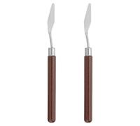 PATIKIL Espátula de arte, 2 piezas n.º 1 de 12 mm de acero inoxidable flexible, cuchillo de pintura, espátula de pintura al óleo, raspador de mezcla con mango de madera para lienzo, pintura acrílica