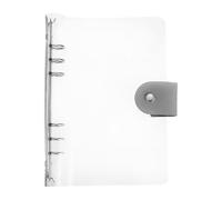 PATIKIL Funda para carpeta A5, PVC suave, 6 anillos redondos, transparente, recargable, hojas sueltas, protector de cuaderno con cierre de botón a presión para tarjetas fotográficas de bricolaje, clip