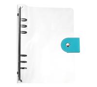 PATIKIL Funda para carpeta A5, PVC suave, 6 anillos redondos, transparente, recargable, hojas sueltas, protector de cuaderno con cierre de botón a presión para tarjetas fotográficas de bricolaje, clip