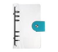 PATIKIL Funda para carpeta A6, PVC suave, 6 anillos redondos, transparente, recargable, hojas sueltas, protector de cuaderno con cierre de botón a presión para tarjetas fotográficas de bricolaje, clip