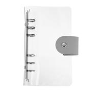 PATIKIL Funda para carpeta A6, PVC suave, 6 anillos redondos, transparente, recargable, hojas sueltas, protector de cuaderno con cierre de botón a presión para tarjetas fotográficas de bricolaje, clip