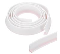 PATIKIL Guardia de umbral de ducha plegable de 79 pulgadas, barrera de detención de ducha autoadhesiva para la parte inferior de la puerta de ducha sin marco, blanco (1.2"Anx0.6"Al)