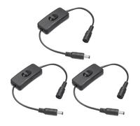 PATIKIL Interruptor DC Inline Encendido/Apagado, 3pcs Cable Conector Macho Hembra Adaptador de Extensión de Alimentación para Tira LED Cámara de Seguridad CCTV, Negro