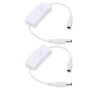 PATIKIL Interruptor de encendido/apagado en línea DC, 2 piezas Cable de extensión de alimentación Conector Macho a Hembra DC Jack para tira LED CCTV Cámara de seguridad, Blanco