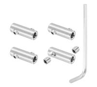 PATIKIL Juego Grapas para Cable 3 Mm, 4 Piezas Grapas Bloqueo Doble Orificio Acero Inoxidable 304 con Tornillos Hexagonales M4 Y Llave para Accesorios Cable Acero, Plateado