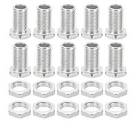 PATIKIL Kit de Pernos Hexagonales M10X20mm Y Tuercas, 10 Kit Tornillos Huecos de Rosca Fina Surtidos, Tornillo de Cabeza Hexagonal a Través de Perno de Agujero, Fijaciones de Candelabro