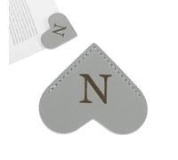 PATIKIL Letra N Marcador de Libros, Corazón Marcapagina de Albeto Inicial Cuero Página Clip Personalizado Marca Accesorio Bookmark para Lectura Oficina Estudia DIY Álbum, Gris