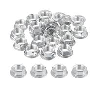 PATIKIL M10 x 1 mm, brida dentada, tuerca hexagonal, 25 unidades, rosca fina métrica, acero al carbono, tuerca de brida hexagonal antideslizante para ingeniería industrial, uso DIY plata