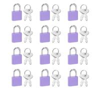 PATIKIL Mini candado, 12 piezas pequeñas de plástico decorativo para diario, mini candados con llave para diario, libro, maleta, joyero, mochila, equipaje, color morado