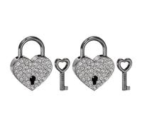 PATIKIL Mini candado en forma de corazón, 2 piezas pequeñas de metal decorativo para diario, mini candados con llave para diario, libro, maleta, joyero, mochila, equipaje, color negro