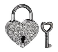 PATIKIL Mini candado en forma de corazón, pequeño candado decorativo de metal para diario, mini candados con llave para diario, libro, maleta, joyero, mochila, equipaje, color negro