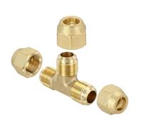 PATIKIL Racor de Tubería Abocinada de Latón Macho SAE 1/2"x1/2"x1/2" | Abocinado de 45 Grados, con Tuerca, Adaptador y Acoplador en T, para Aire Acondicionado Refrigeración HVAC Fontanería