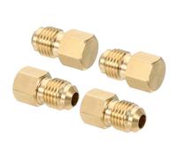 PATIKIL Tapón de Sellado de Latón Macho de 1/4" Paquete de 4 Accesorios de Tubo de 45 Grados Con Rosca Sae para Aire Acondicionado y Refrigeración