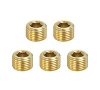 PATIKIL Tapón De Tubería Macho De Rosca Interna Hexagonal De 1/8 De Pulgada BSP, Juego De 5 Piezas De Tapón De Tubería De Latón Macizo con Cabeza Avellanada para Tanques De Aire
